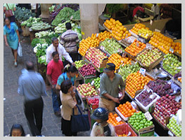 A view of the fruit and vegetable market of Port Louis